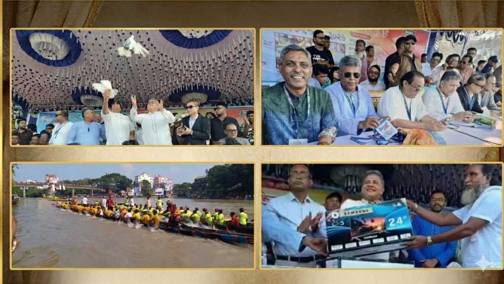 শত শত বৈঠার ছন্দে আবারও মুখরিত ভাঙ্গার ঐতিহ্যবাহী কুমার নদ